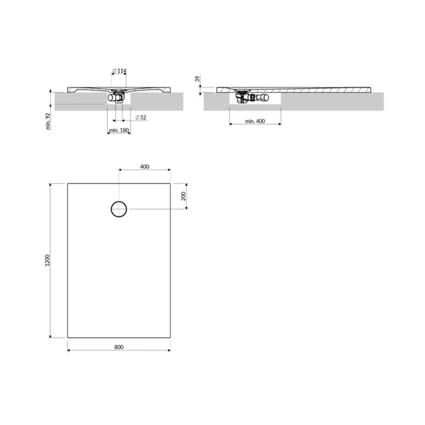 Cadita de dus compozit Omnires AquaRock M+ dreptunghiulara terracotta mat 80x120 cm [3]