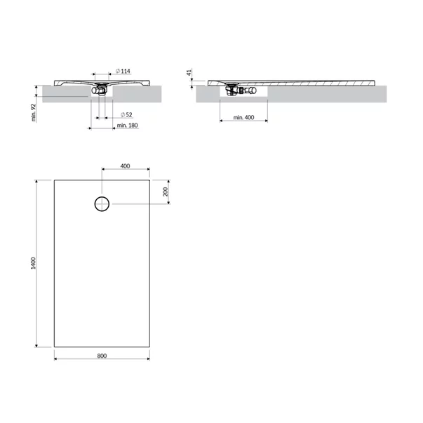 Cadita de dus compozit Omnires AquaRock M+ dreptunghiulara bej dune mat 80x140 cm [3]
