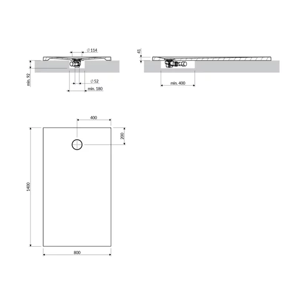 Cadita de dus compozit Omnires AquaRock M+ dreptunghiulara verde olive mat 80x140 cm [3]
