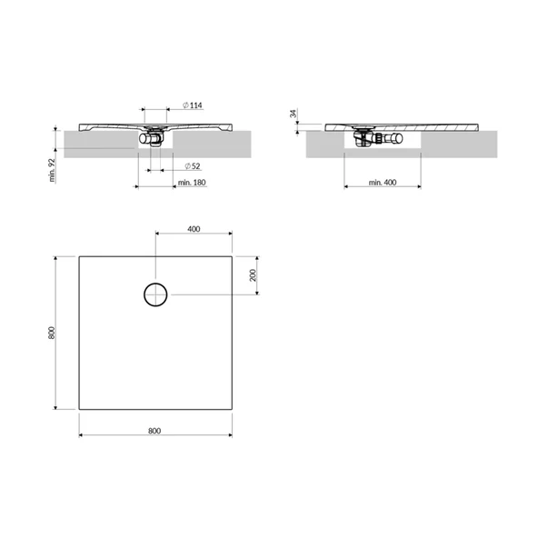 Cadita de dus compozit Omnires AquaRock M+ patrata bej dune mat 80x80 cm [3]