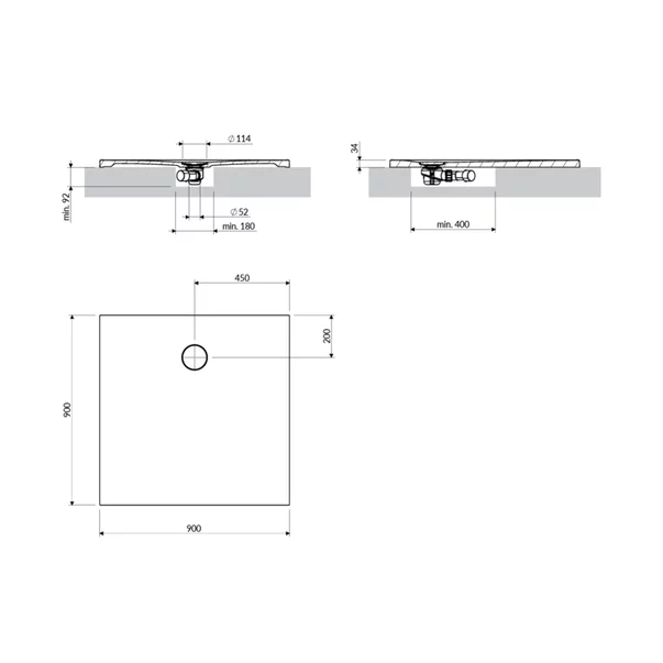 Cadita de dus compozit Omnires AquaRock M+ patrata bej dune mat 90x90 cm [3]