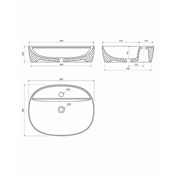 Lavoar pe blat Omnires Atlanta alb 50 x 39 cm [4]