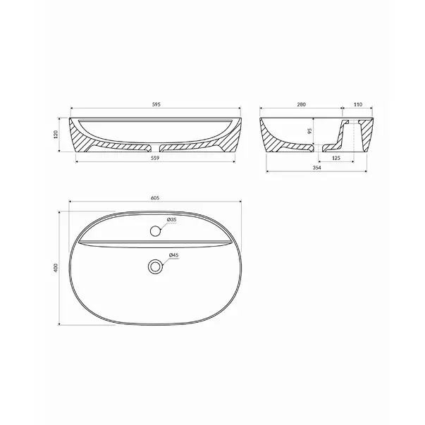 Lavoar pe blat Omnires Atlanta alb 60.5 x 40 cm [4]