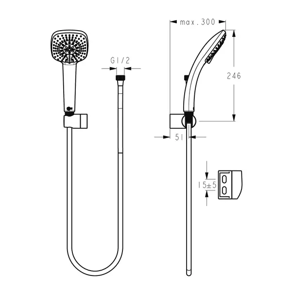 Set de dus cu porter Ideal Standard IdealRain Cube crom lucios 3 functii [6]
