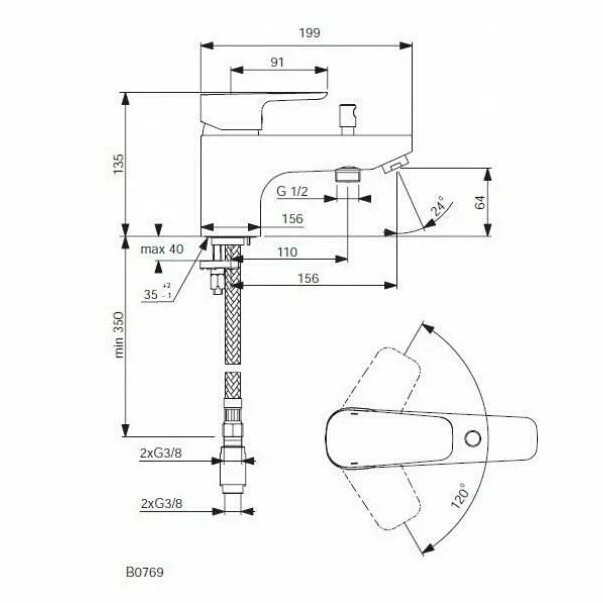 Baterie cada Ideal Standard Ceraplan III cu montaj pe cada [2]