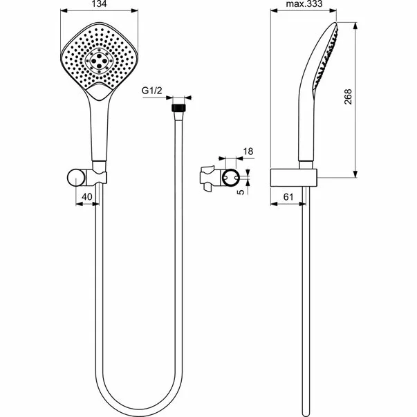 Set de dus Ideal Standard IdealRain EvoJet Diamond cu para dus 135 mm si agatatoare [2]