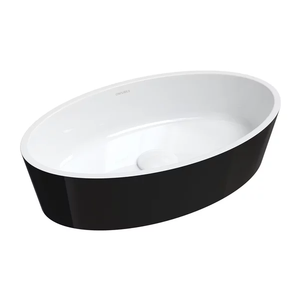Obiecte Sanitare - Lavoar pe blat Omnires Bari M+ alb/negru