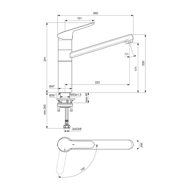 Baterie bucatarie Ideal Standard Ceraflex BlueStart crom lucios [7]