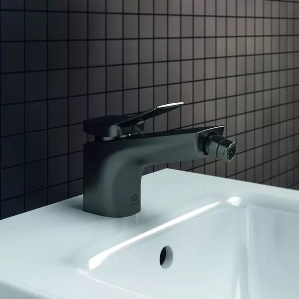 Baterii bideu si dus igienic - Baterie bideu Ideal Standard Atelier Conca gri Magnetic Grey cu ventil Pop-Up