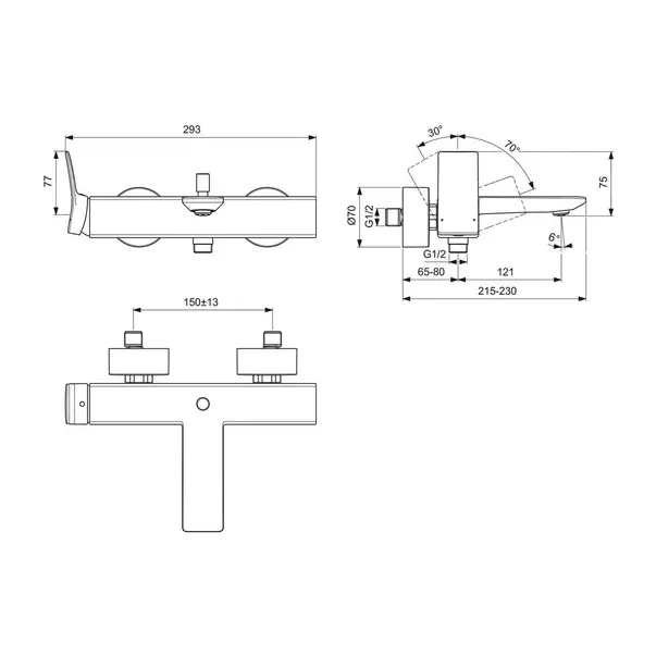 Baterie cada - dus Ideal Standard Atelier Conca auriu periat monocomanda [7]