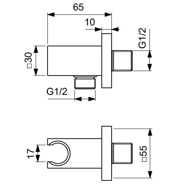 Cot conector cu suport para dus Ideal Standard crom lucios [2]