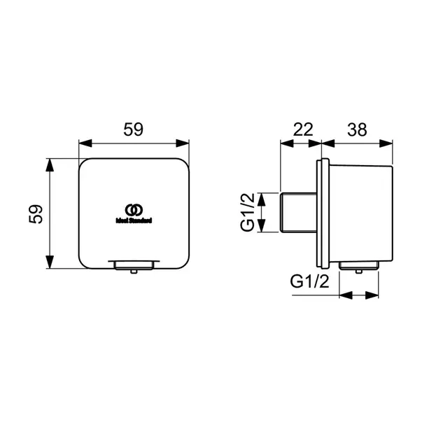 Cot conector perete Ideal Standard Atelier Conca gri Magnetic Grey [3]