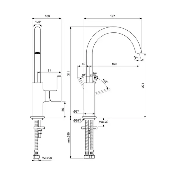 Baterie lavoar inalta Ideal Standard Atelier Joy crom lucios monocomanda [8]