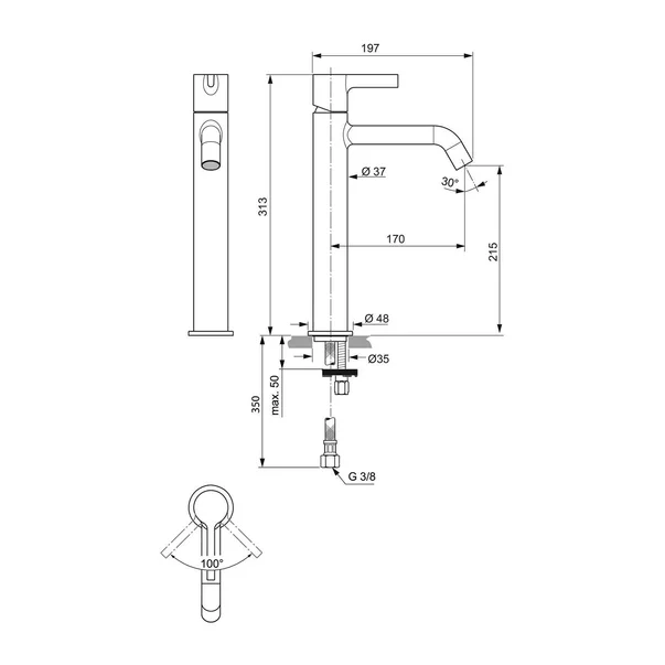 Baterie lavoar inalta Ideal Standard Atelier Joy auriu periat [9]