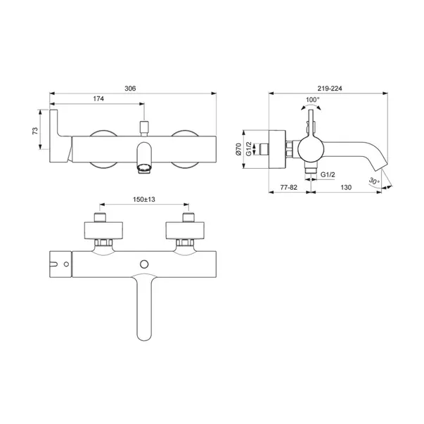Baterie cada - dus Ideal Standard Atelier Joy auriu periat monocomanda [7]
