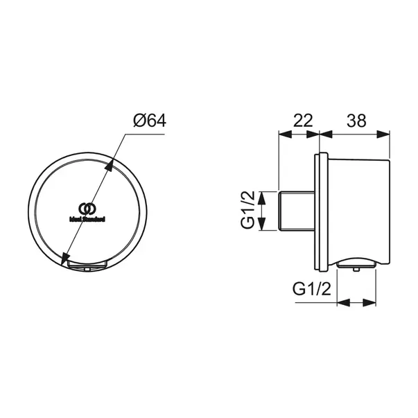Cot conector perete Ideal Standard Multisuite auriu periat [4]