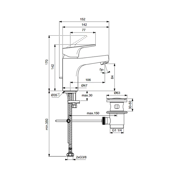 Baterie lavoar Ideal Standard Cerabase consum redus crom lucios [3]