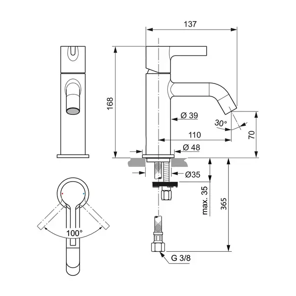 Baterie lavoar Ideal Standard Atelier Joy auriu periat monocomanda [6]