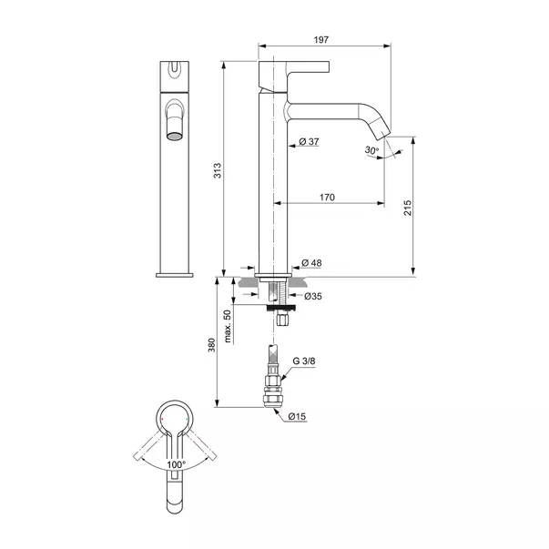 Baterie lavoar inalta Ideal Standard Atelier Joy auriu periat [8]