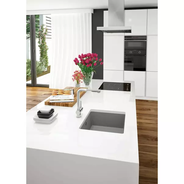 Baterie bucatarie cu dus extractabil Deante Aster alb/crom [3]