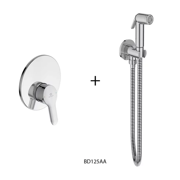 Baterii bideu si dus igienic - Dus igienic cu baterie Alpha Ideal Standard cu agatatoare, para, furtun si baterie incastrata