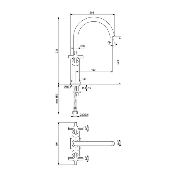 Baterie lavoar Ideal Standard Atelier Joy Neo crom lucios dubla comanda [12]