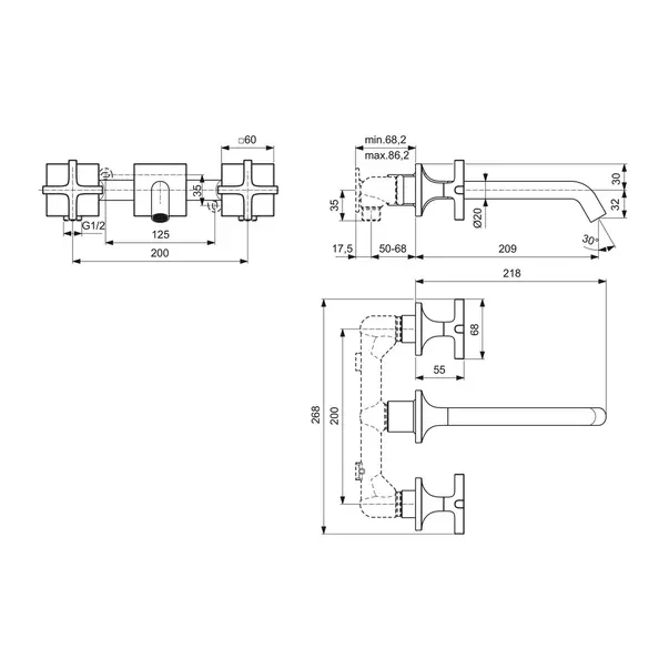 Baterie lavoar incastrata Ideal Standard Atelier Joy Neo crom lucios fara corp ingropat [7]