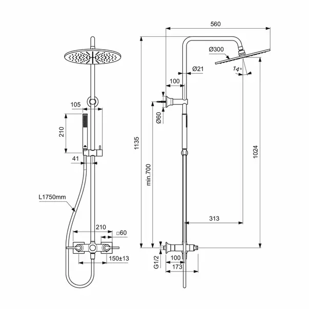 Coloana de dus cu baterie dubla comanda gri magnetic Ideal Standard Atelier Joy Neo [12]