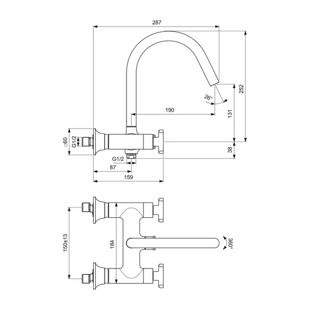 Baterie cada - dus Ideal Standard Atelier Joy Neo dubla comanda crom lucios [7]