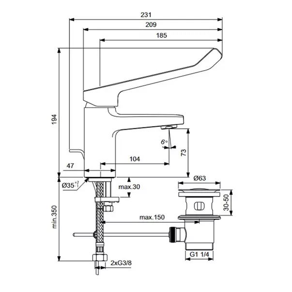 Baterie lavoar cu monocomanda si ventil Ideal Standard Ceraplan [3]