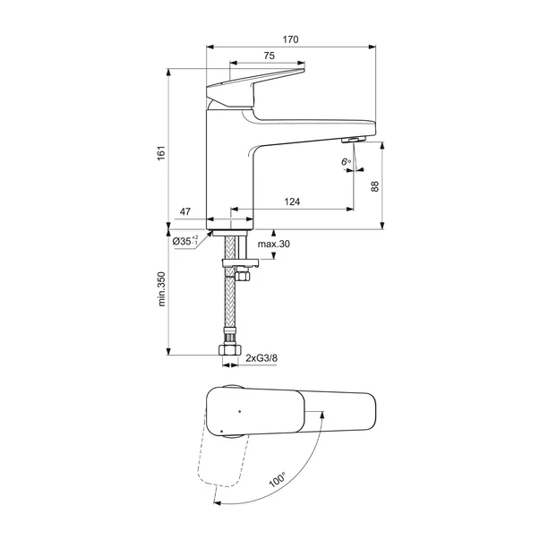 Baterie lavoar Ideal Standard Ceraplan BlueStart negru mat [3]