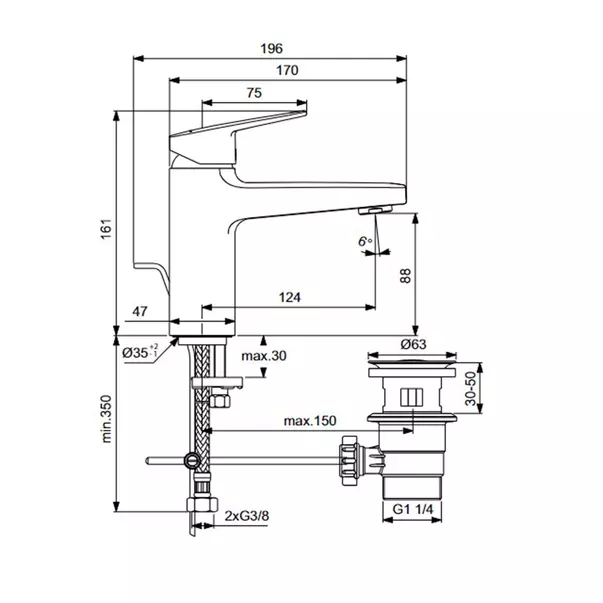 Baterie lavoar cu monocomanda Ideal Standard Ceraplan BD225AA [3]