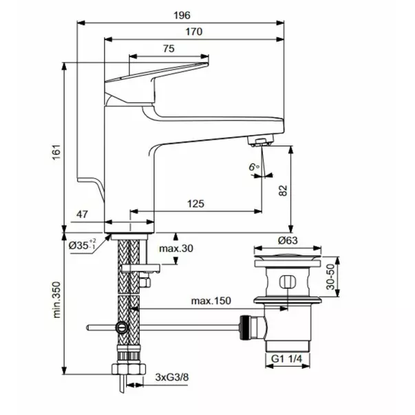 Baterie lavoar cu monocomanda si presiune redusa Ideal Standard Ceraplan [3]