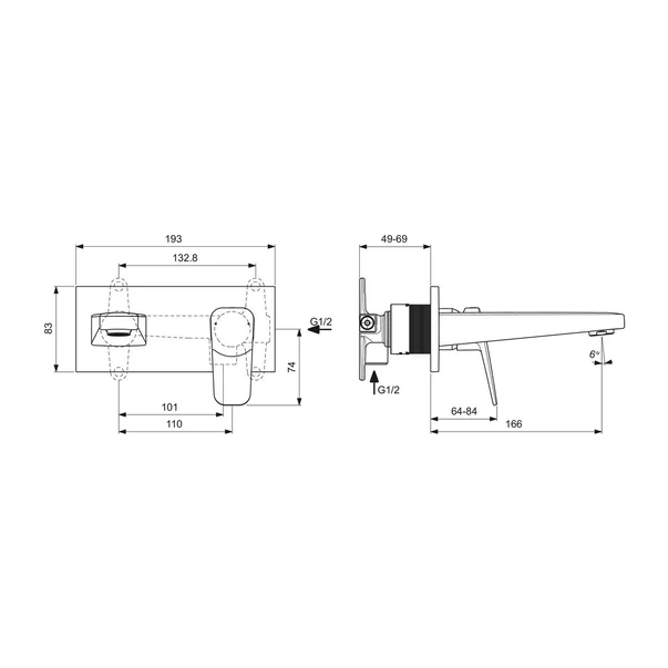 Baterie lavoar incastrata Ideal Standard Ceraplan negru mat fara corp ingropat [3]