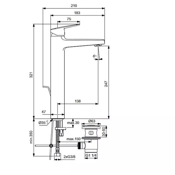 Baterie lavoar inalta cu monocomanda Ideal Standard Ceraplan BlueStart BD277AA [3]