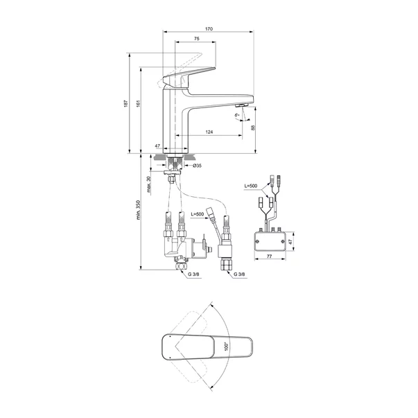 Baterie lavoar electronica Ideal Standard Ceraplan crom lucios [3]