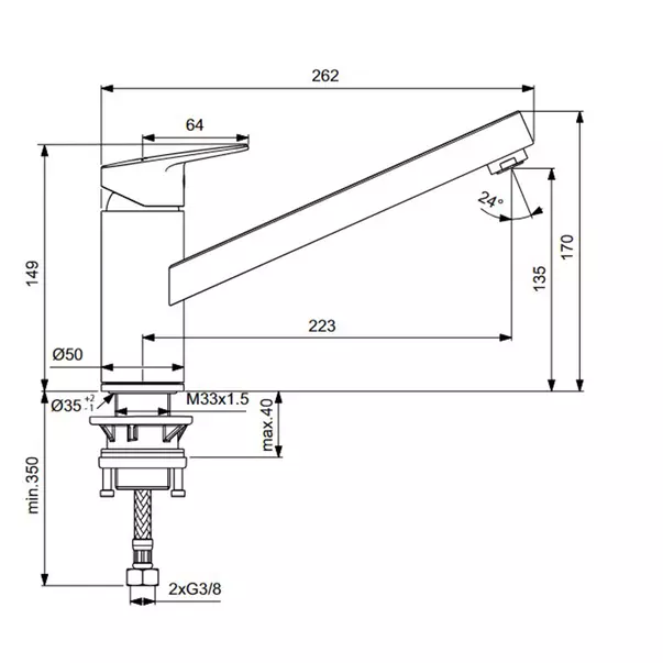 Baterie bucatarie Ideal Standard Ceraplan cu pipa tubulara joasa [3]