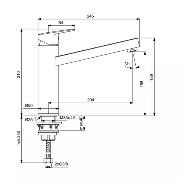 Baterie bucatarie Ideal Standard Ceraplan cu pipa tubulara inalta [4]