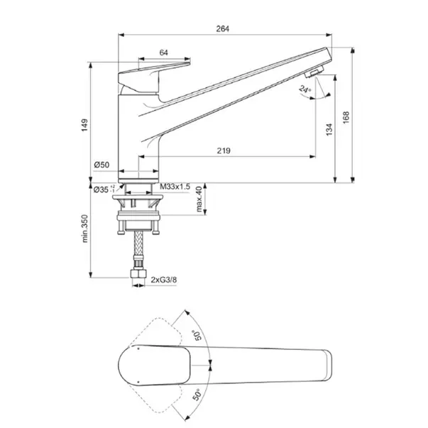 Baterie bucatarie Ideal Standard Ceraplan cu pipa turnata joasa [2]