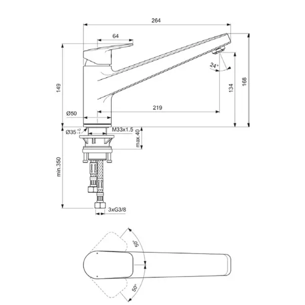 Baterie bucatarie Ideal Standard Ceraplan cu presiune scazuta [3]