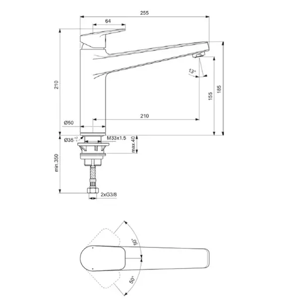 Baterie bucatarie Ideal Standard Ceraplan cu pipa turnata inalta [3]