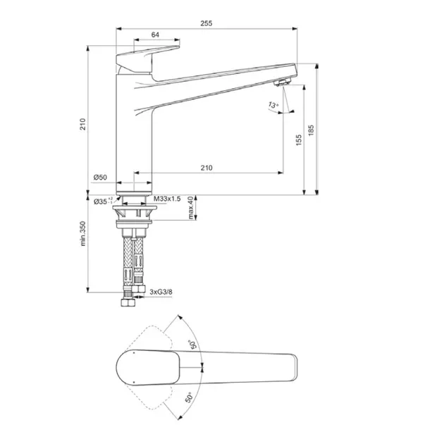Baterie bucatarie Ideal Standard Ceraplan cu presiune scazuta BD326AA [3]