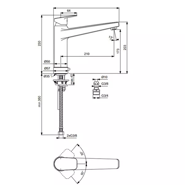 Baterie bucatarie Ideal Standard Ceraplan cu racord pentru masina de spalat vase [3]