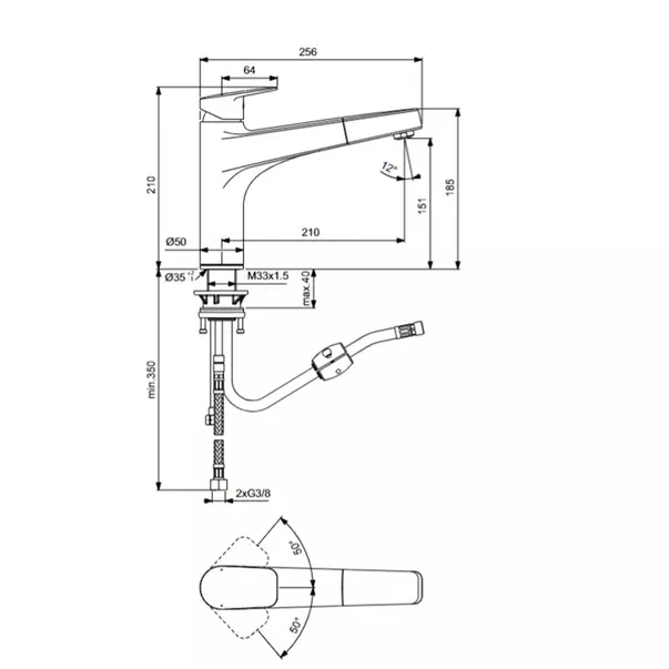 Baterie bucatarie cu dus extractibil Ideal Standard Ceraplan cu 1 functie [2]