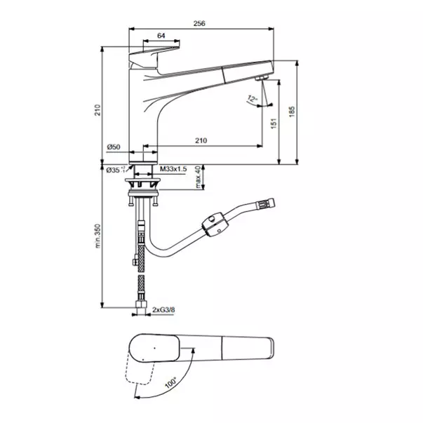 Baterie bucatarie cu dus extractibil Ideal Standard Ceraplan BlueStart cu 1 functie [3]