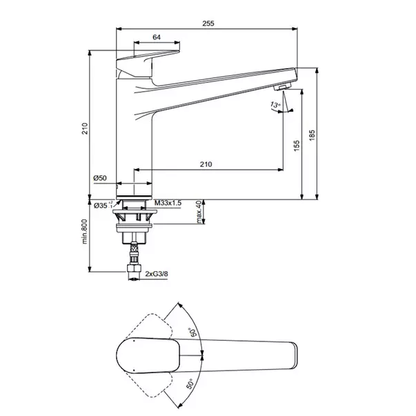 Baterie bucatarie Ideal Standard Ceraplan cu montaj la fereastra [3]