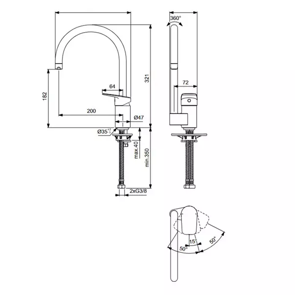 Baterie bucatarie Ideal Standard Ceraplan cu pipa inalta R200 [4]