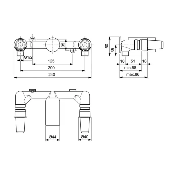 Corp incastrat Ideal Standard Atelier pentru baterie lavoar cu 3 orificii [2]