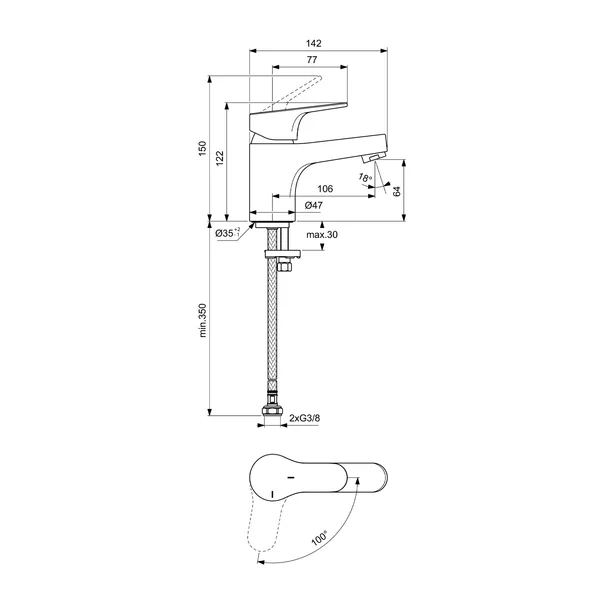 Baterie lavoar Ideal Standard Cerabase H60 BlueStart crom lucios [3]