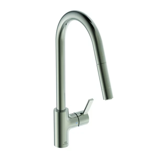 Baterii cu dus extractabil - Baterie bucatarie cu dus extactibil Ideal Standard Gusto 233 argintiu Silver Storm 2 tipuri de jet